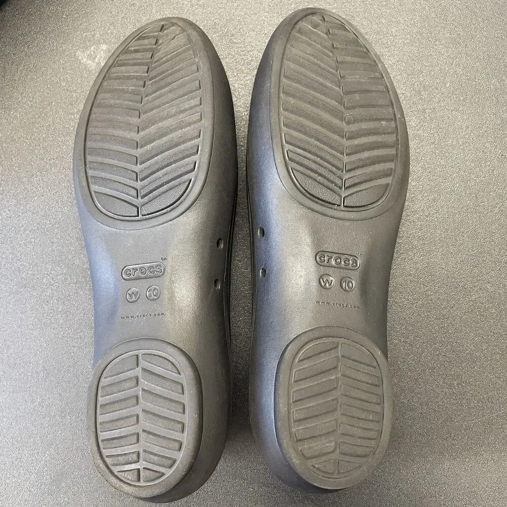 Crocs Lina Iconic Comfort Ballet Flats Womens 10 Black Lightweight Dress Shoes